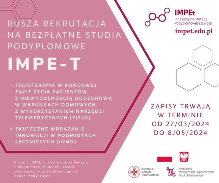 Rekrutacja trwa! – IMPEt – Innowacyjne Metody Podyplomowej Edukacji w Akademii Medycznych i Społecznych Nauk Stosowanych w Elblągu