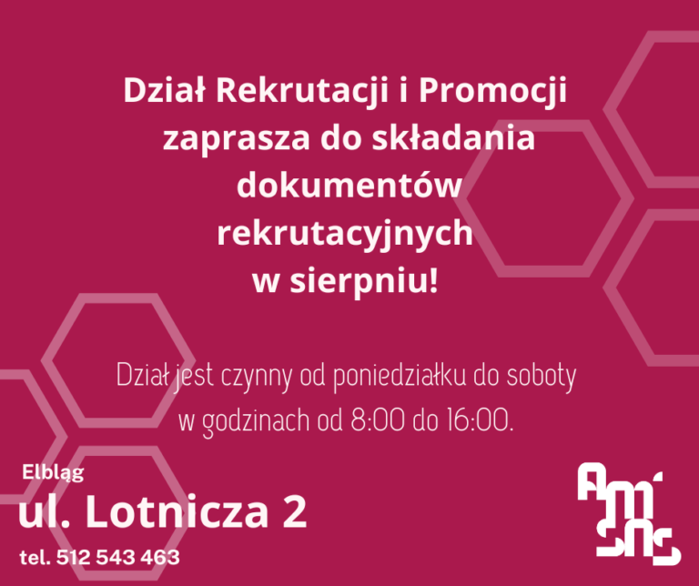Dział Rekrutacji i Promocji zaprasza do rekrutacji w sierpniu!