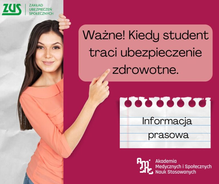 Informacja prasowa Zakładu Ubezpieczeń Społecznych – kiedy żak traci ubezpieczenie zdrowotne