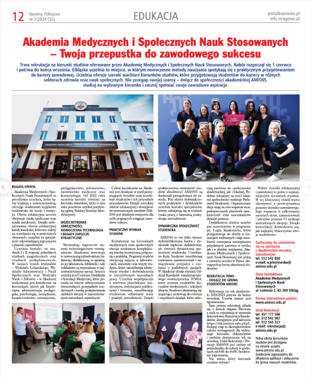 Nowiny Północne: rekrutacja 2024/25 i pierwsi Absolwenci psychologii w regionie