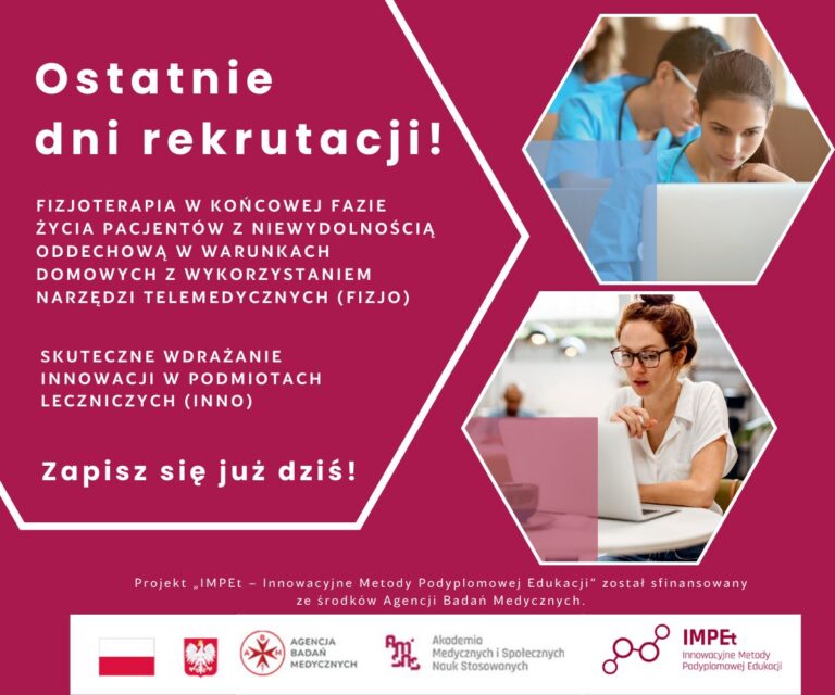 Ostatnie dni rekrutacji! – IMPEt – Innowacyjne Metody Podyplomowej Edukacji w Akademii Medycznych i Społecznych Nauk Stosowanych w Elblągu