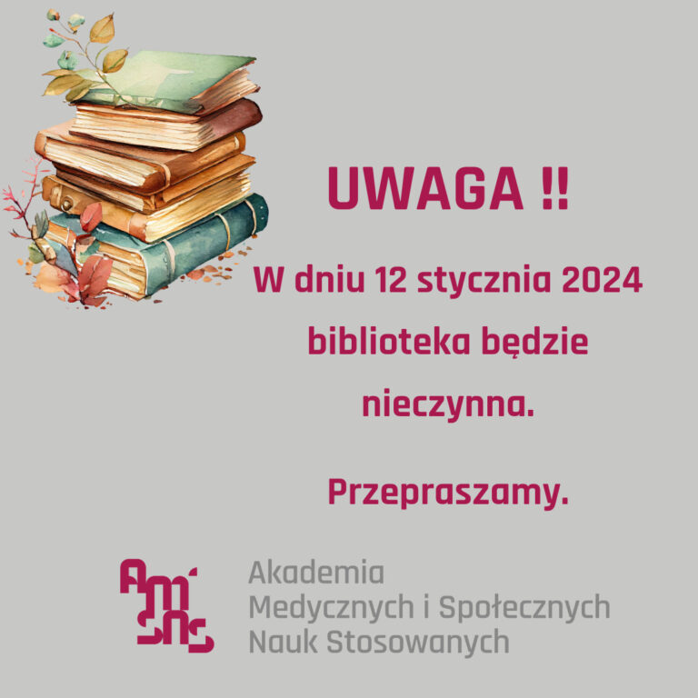 W dniu 12.01.2024 r. Biblioteka będzie nieczynna