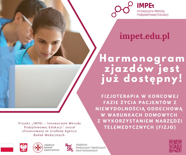 Fizjoterapia w końcowej fazie życia pacjentów z niewydolnością oddechową w warunkach domowych z wykorzystaniem narzędzi telemedycznych (FIZJO) – znamy już terminy zjazdów!