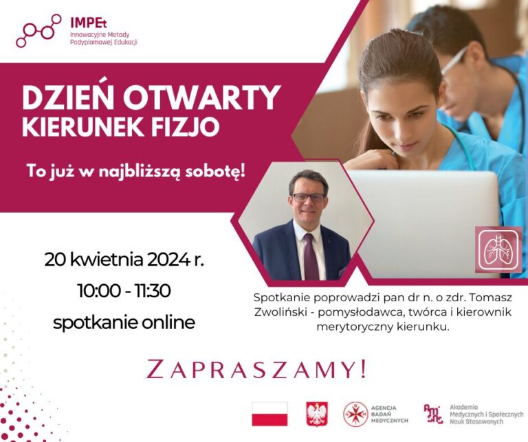 20/04/2024 r. – Dzień Otwarty bezpłatnego kierunku studiów podyplomowych FIZJO