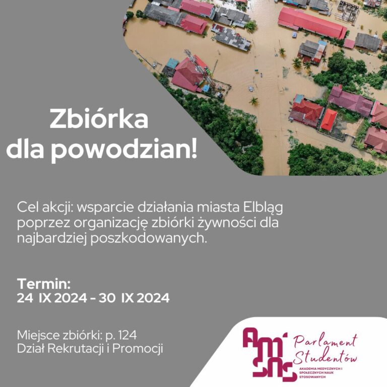 Zbiórka dla powodzian – akcja Parlamentu Studentów AMiSNS