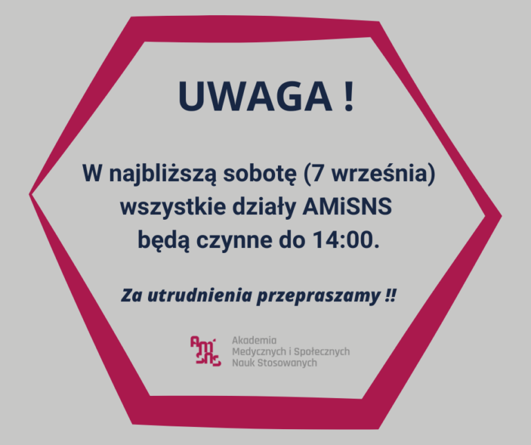 Zmiana godzin pracy uczelni 7/09/2024