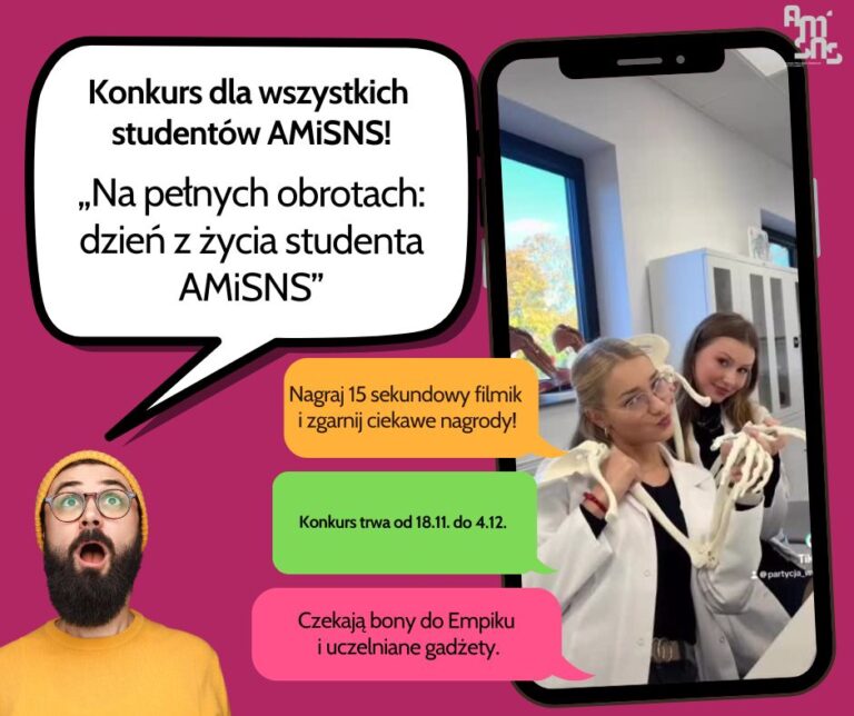 Zapraszamy do udziału w konkursie „Na pełnych obrotach: dzień z życia studenta AMiSNS”!