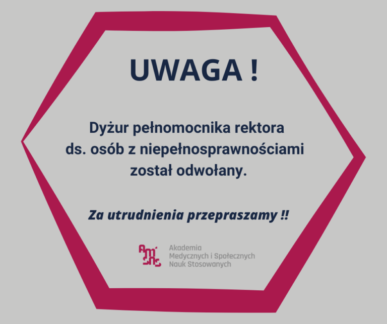 Dyżur pełnomocnika rektora ds. osób z niepełnosprawności odwołany