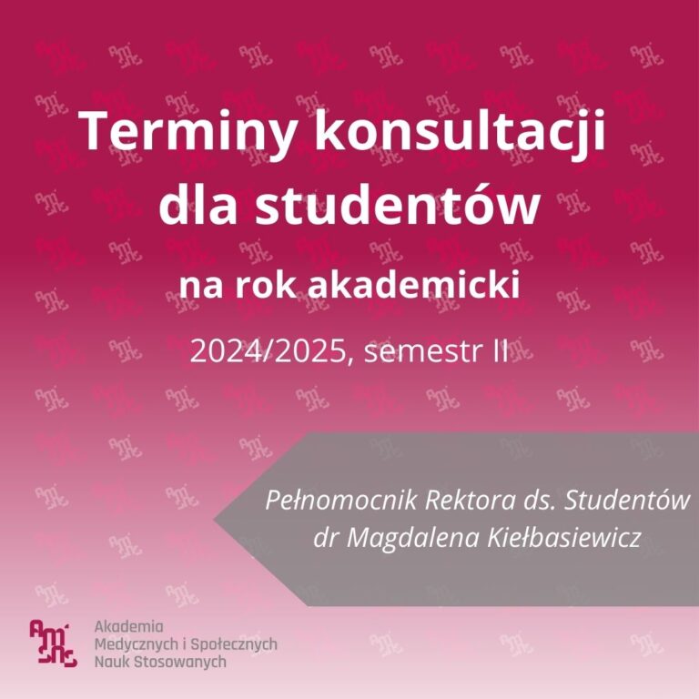Terminy konsultacji z Pełnomocnikiem Rektora ds. Studentów