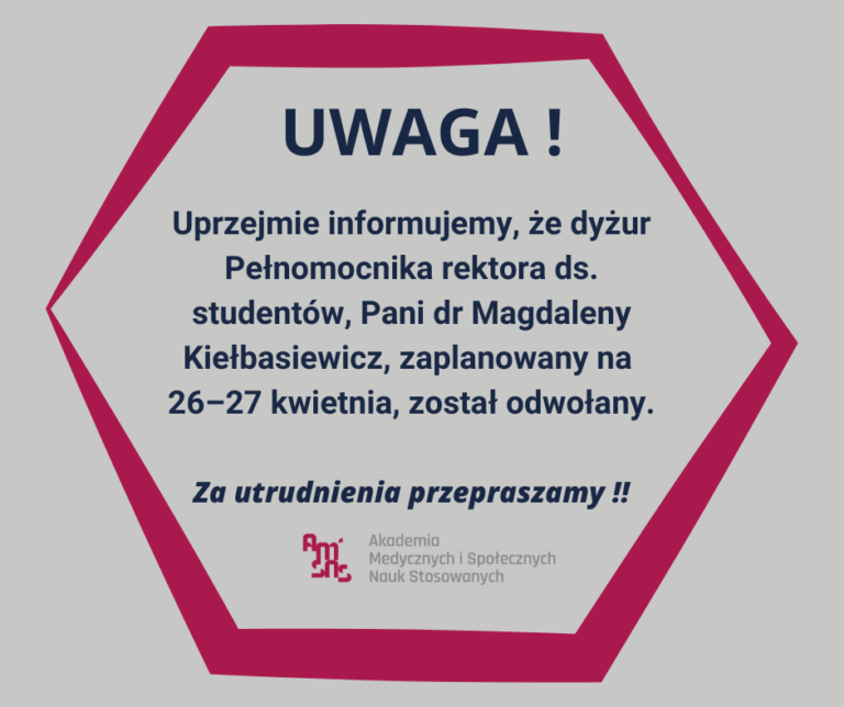 Komunikat: odwołany dyżur Pełnomocnika rektora ds. studentów