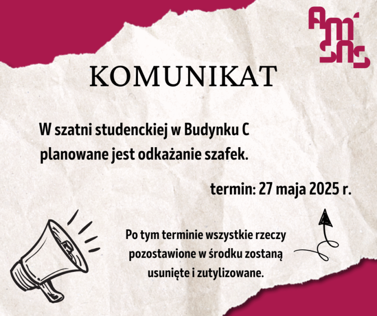 Komunikat – odkażanie szafek w szatni w budynku C
