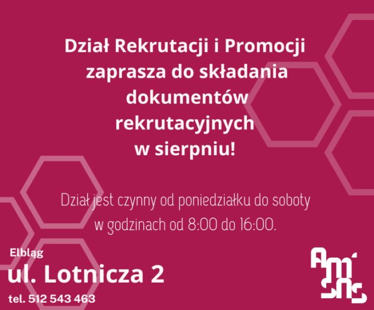 Dział Rekrutacji i Promocji zaprasza do rekrutacji w sierpniu!
