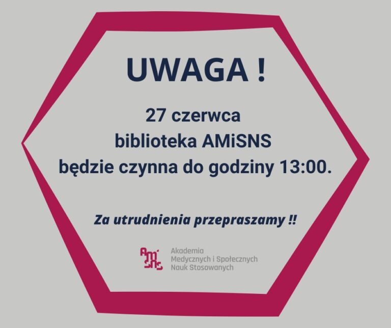 Zmiana godzin pracy Biblioteki AMiSNS