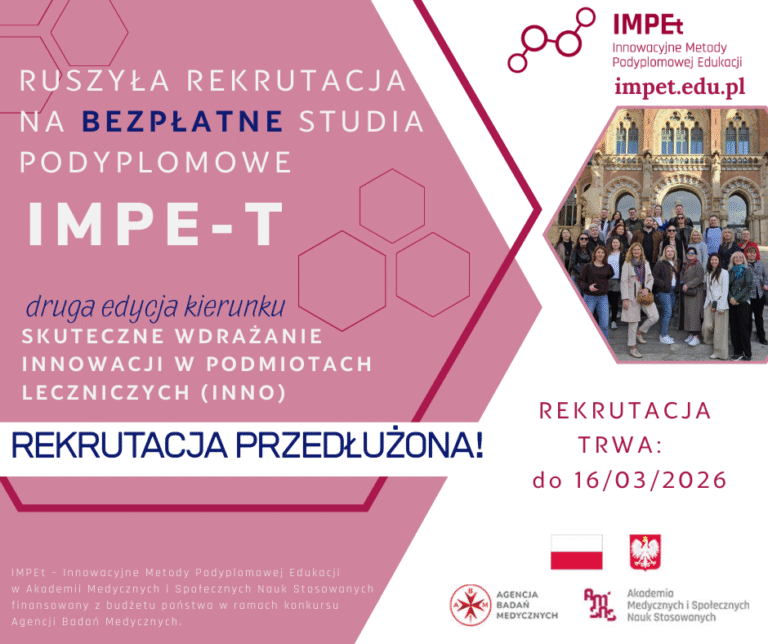 Przedłużona rekrutacja na studia podyplomowe „Skuteczne wdrażanie innowacji w podmiotach leczniczych (INNO)”