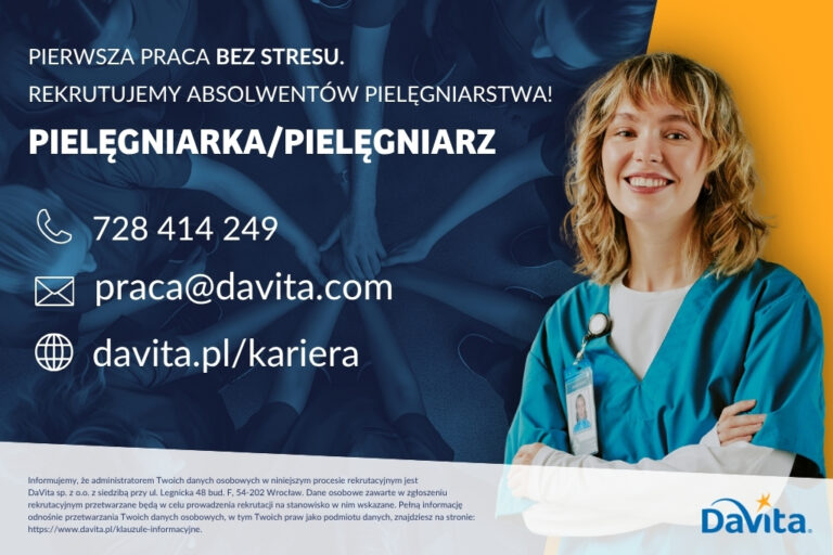 Oferta pracy – Pielęgniarka/Pielęgniarz – stacja dializ DaVita w Elblągu i Malborku