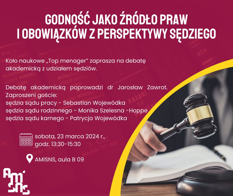 Read more about the article Godność jako źródło praw i obowiązków z perspektywy sędziego – zaproszenie na debatę