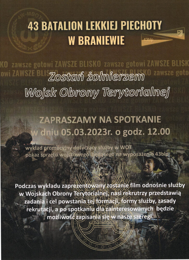 Read more about the article Wykład promujący 43 Batalionu Lekkiej Piechoty w Braniewie